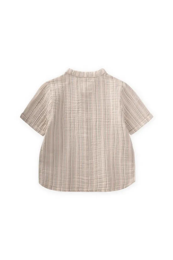 Chemise en mousseline rayée kaki marron, 2-10 ans