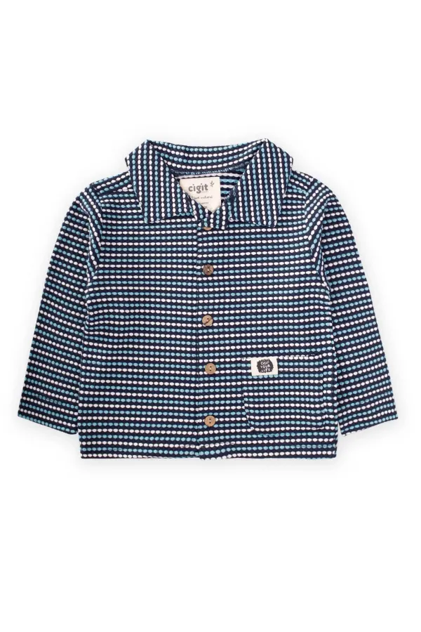 Jakarlı Mevsimlik Hırka 1-6 Yaş Lacivert