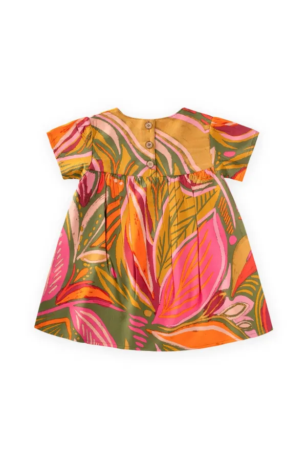 Patterned Flowy Dress, Ages 1-8, Orange