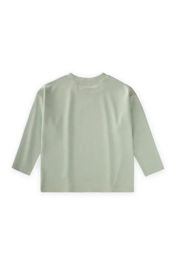 Slogan Long-Sleeve T-Shirt, Ages 2-10, Aqua Green