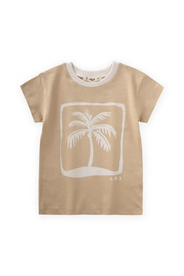 Palmiye Baskılı T-Shırt 2-8 Yaş Kavun