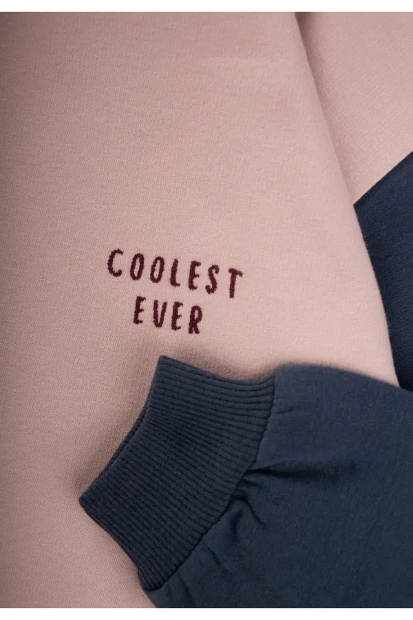 Multicolor Sweatshirt 5-12 Yaş Pudra