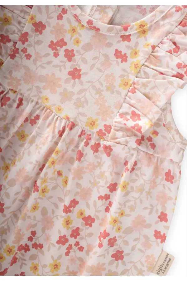 Fırfırlı Şort Tulum 0-3 Yaş Çıtır Çiçek Desen