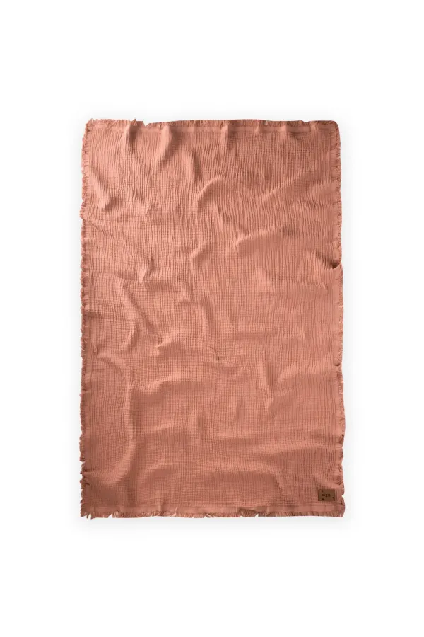 Four-Layer Muslin Bedspread 200x220 cm Cinnamon