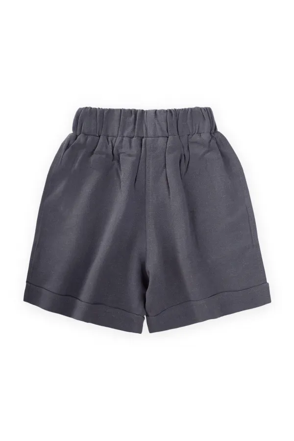 Sarh Keten Şort 2-9 Yaş Antrasit