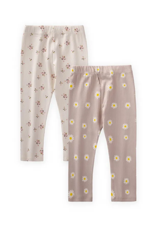 Collants doubles 1-8 ans Beige clair poudré