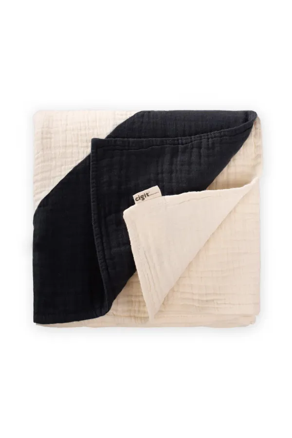 Couverture double couche à coins triangulaires 85 x 90 cm, fumée brute