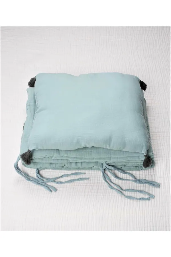 Müslin Bebek Yatak Koruma Yastık Seti (Yıkanmıştır) 32X180 cm +/- 2 cm Mint Yeşil