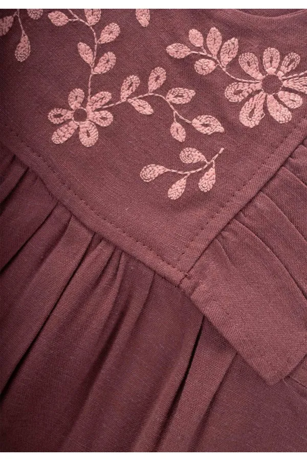 Linen Suit with Embroidered Shorts for 2-7 Years Old Plum