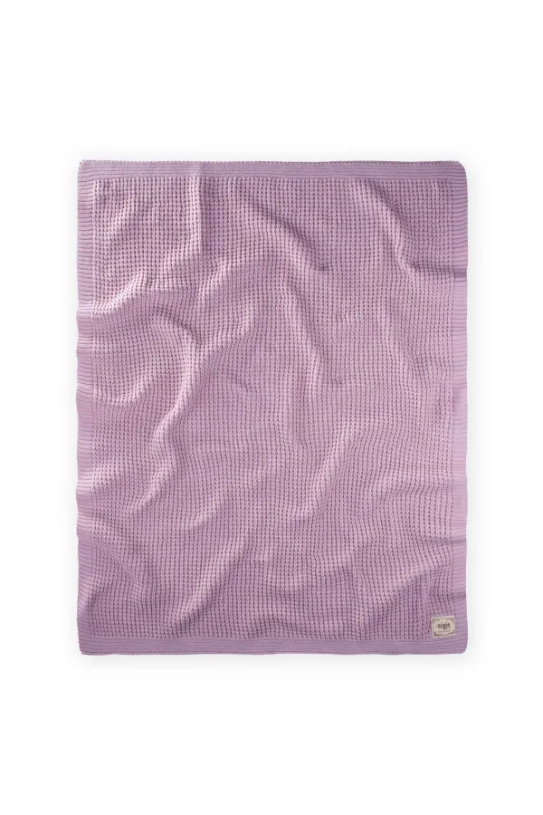 Couverture tricotée Thessaloniki 80 x 100 cm (+/- 5 cm) Lilas