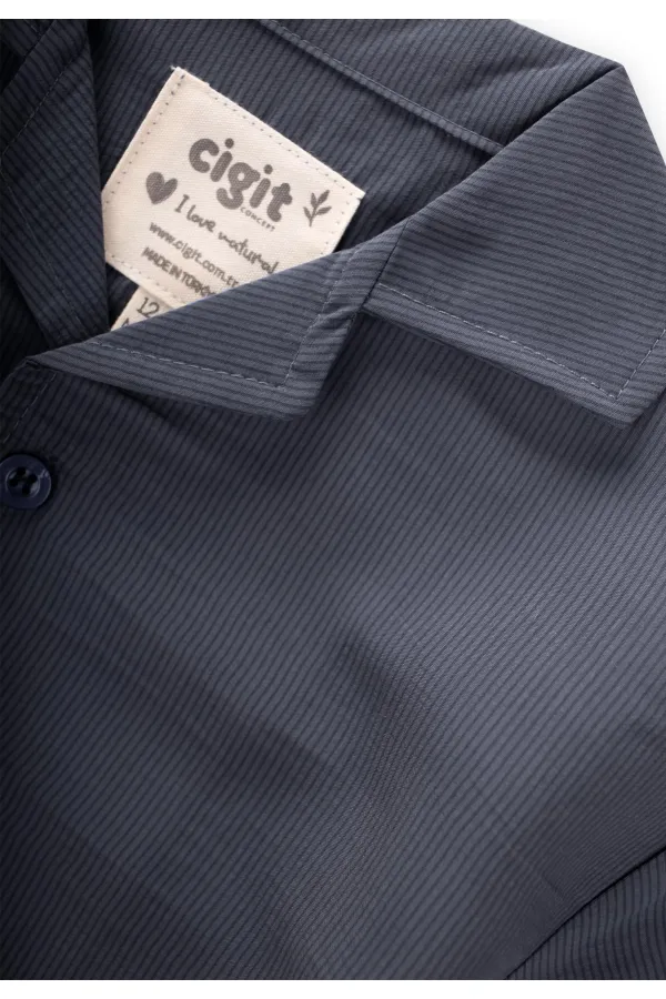 Chemise hawaïenne rayée en modal anthracite 1-8 ans