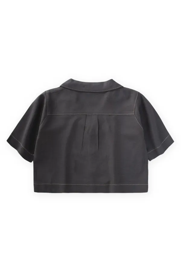 Keten Kalın Taba Dikişli Ceket 2-7 Yaş Antrasit