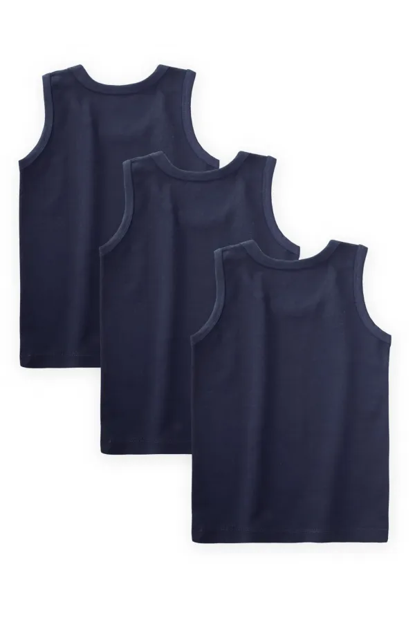 Ensemble de trois pièces pour garçon (2-9 ans), bleu marine, comprenant un body et un maillot de corps.