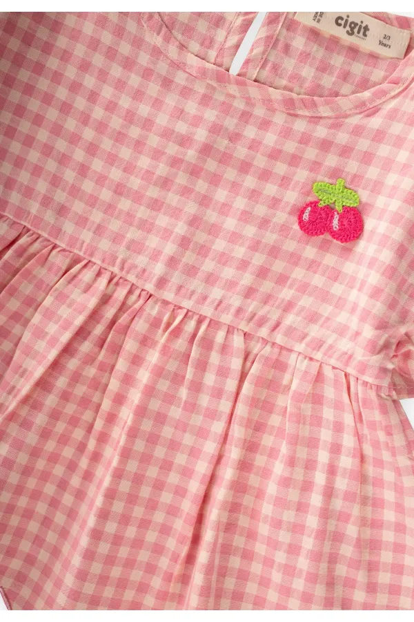 Pöti Kare Takım 2-6 Yaş Pembe Ekose