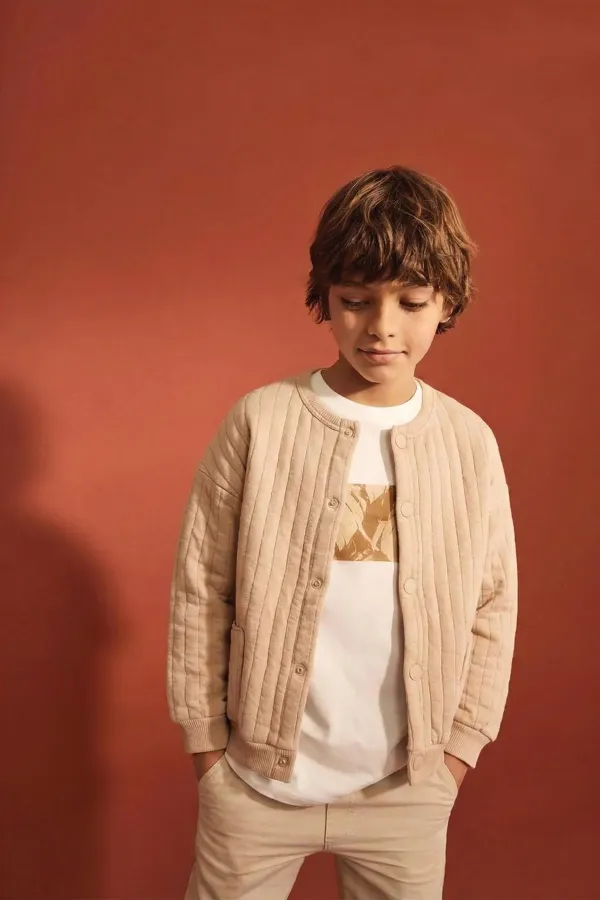 Kapitone Ceket 1-10 Yaş Bej