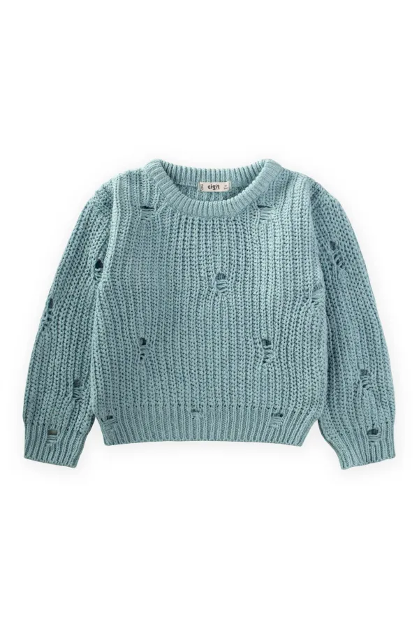Pull Selanik en maille, 2-8 ans, vert menthe