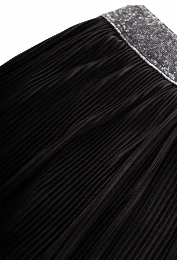 Piliseli Sim Lastik Detaylı Etek 2-7 Yaş Siyah