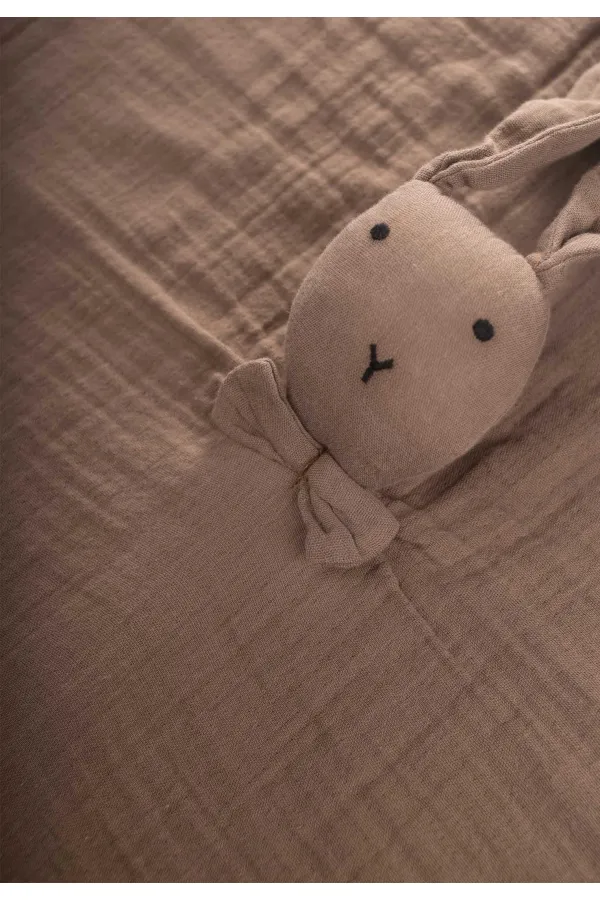 Compagnon de couchage en mousseline de lapin (lavé) 40 x 40 cm, couleur terre