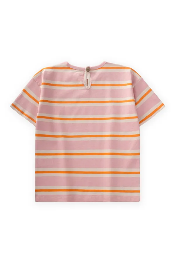 Striped Girl T-Shirt 2-10 Years Old Pink Orange Striped