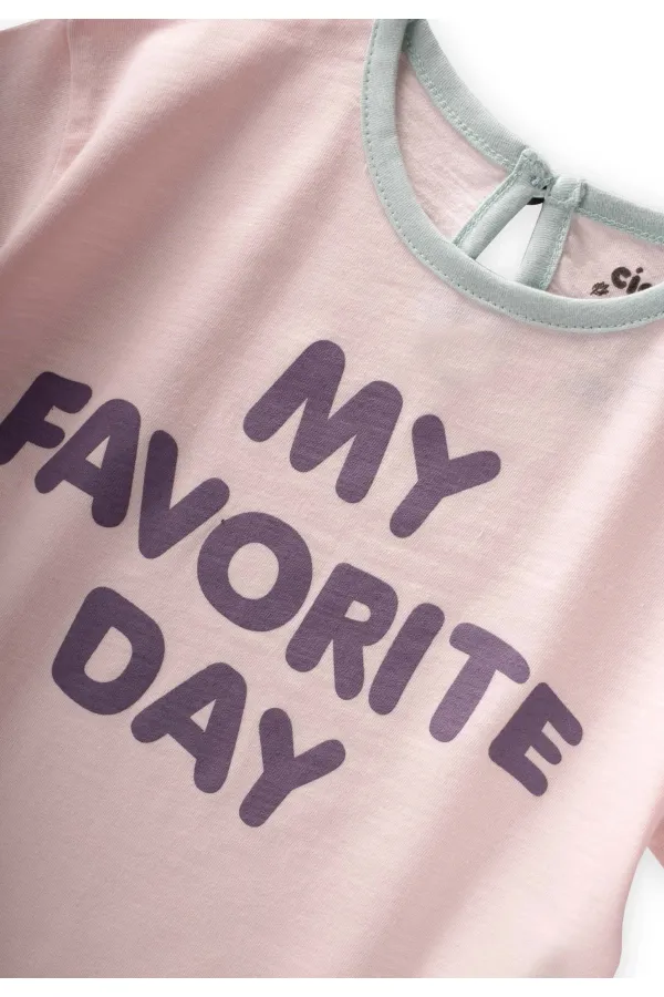 Ensemble short oversize avec liseré passepoil, 1 à 7 ans, rose poudré