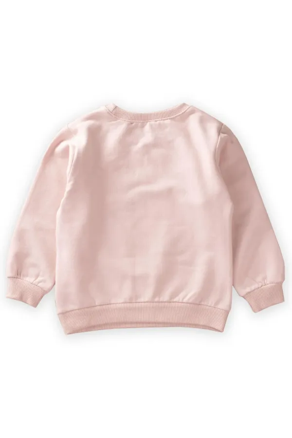 Sweat-shirt à sequins imprimé floral pour enfant de 1 à 6 ans, couleur poudre