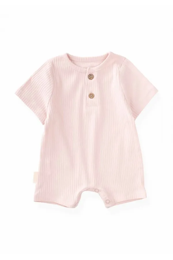 Salopette côtelée rose poudré pour bébé de 0 à 3 ans