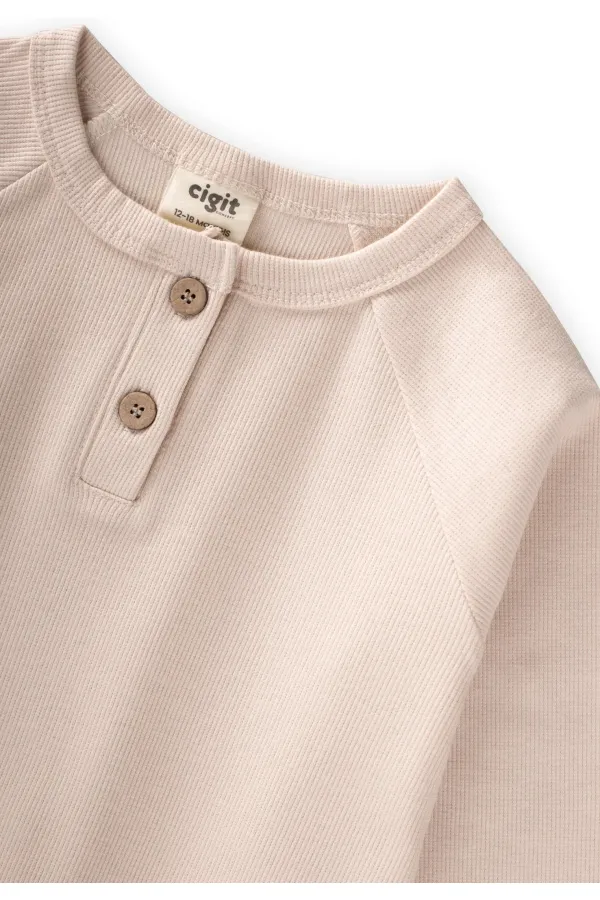 Reglan Kol Patlı Basıc Takım 1-8 Yaş Açık Bej