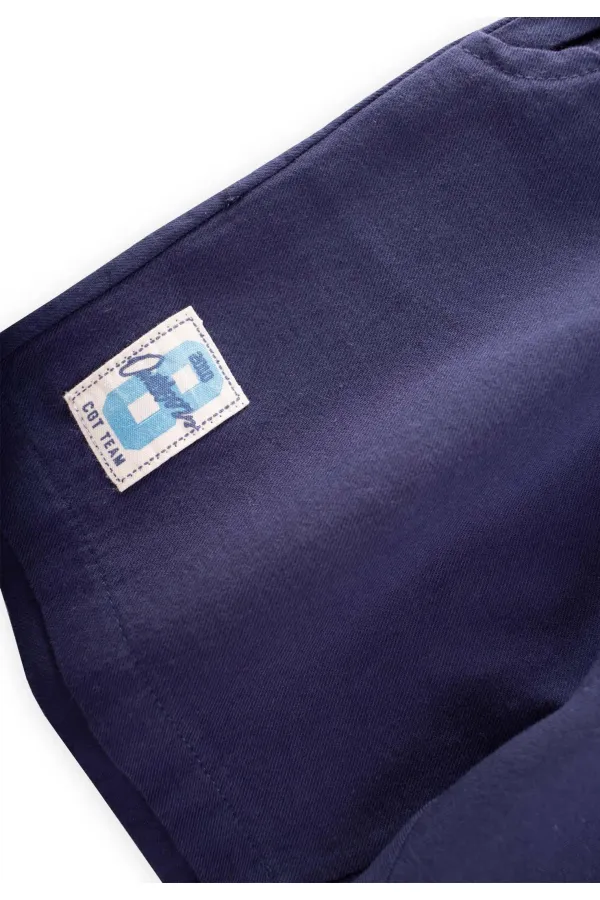 Capri en flanelle bleu marine, étiquette détaillée, 1-7 ans