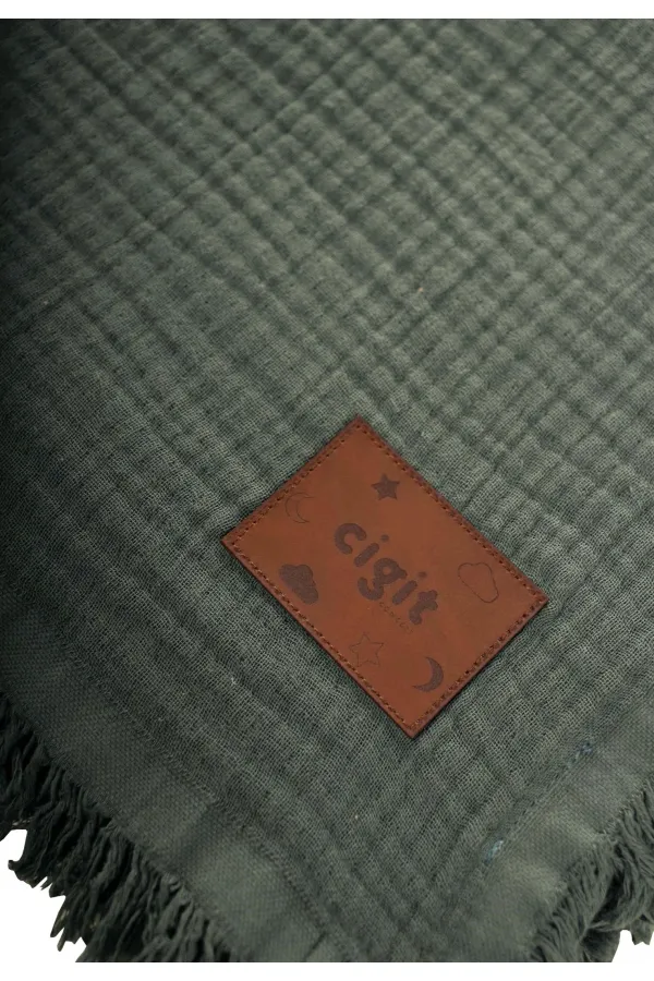 Müslin Dört Kat Yatak Örtüsü 200X220 Cm Haki Yeşil