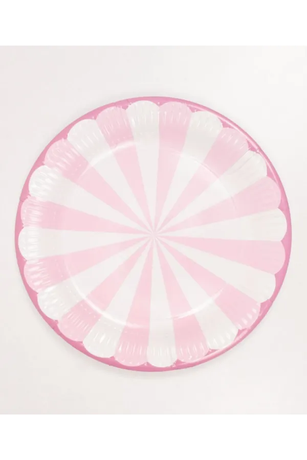 8'Lı Karton Tabak Pembe Dilimli Desen