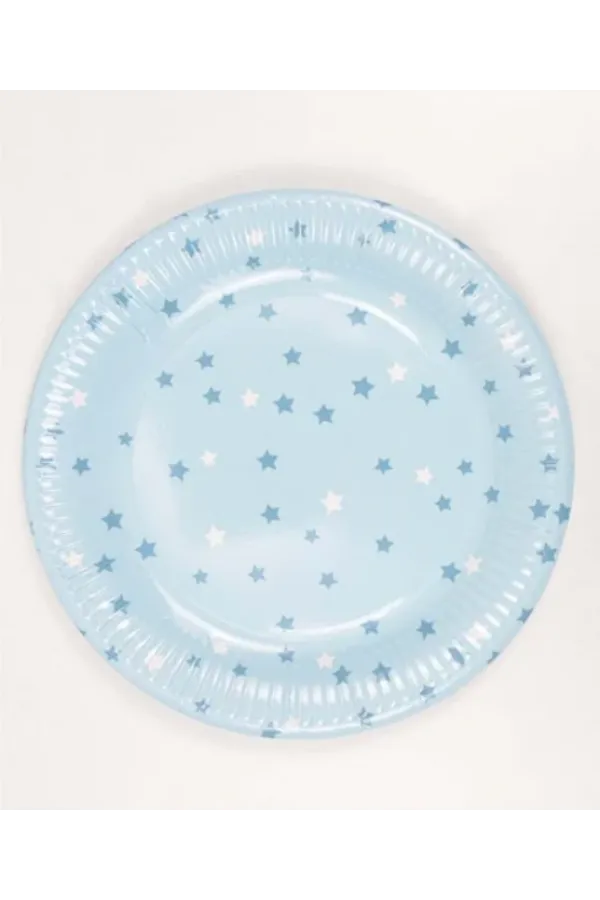 8-Piece Cardboard Plate with Blue Stars