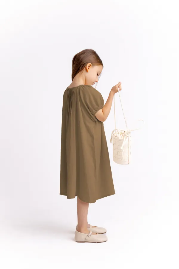 Robe en lin côtelé 2-7 ans Caramel
