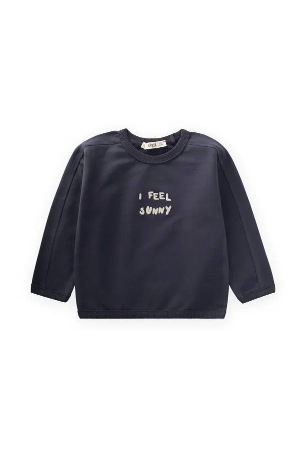 Nakışlı Sweatshirt 1-7 Yaş Antrasit