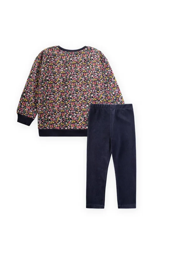 Ensemble sweat-shirt à motifs bleu marine pour enfants de 4 à 12 ans