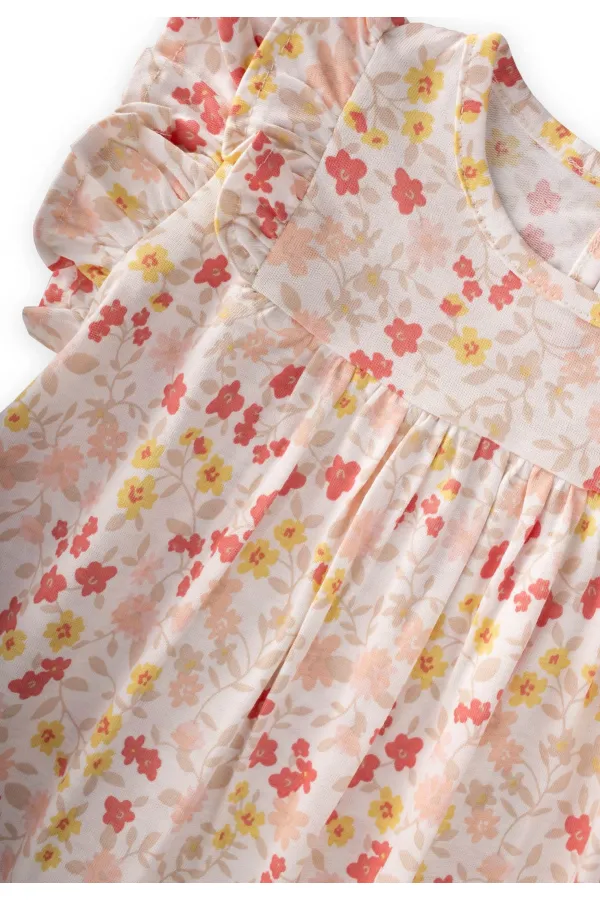 Robe à volants à motifs, 1-8 ans, écru