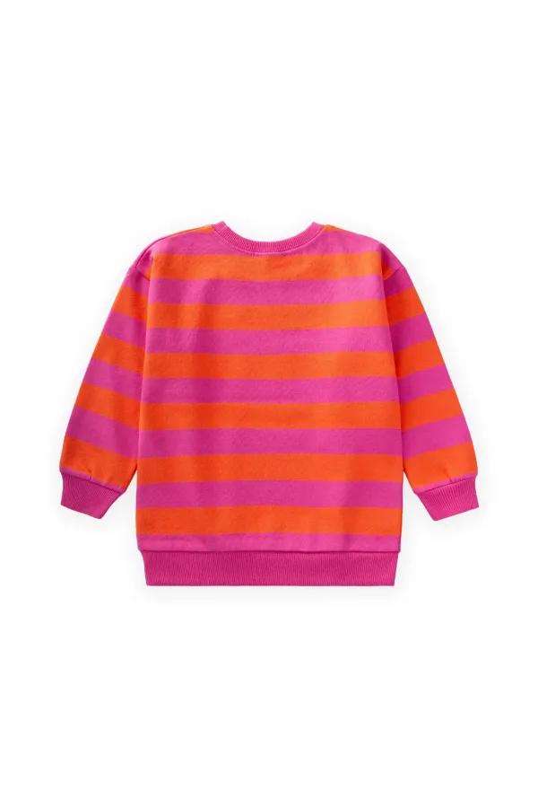 Striped Knitted Sweatshirt 2-12 Years Old Orange Fuchsia