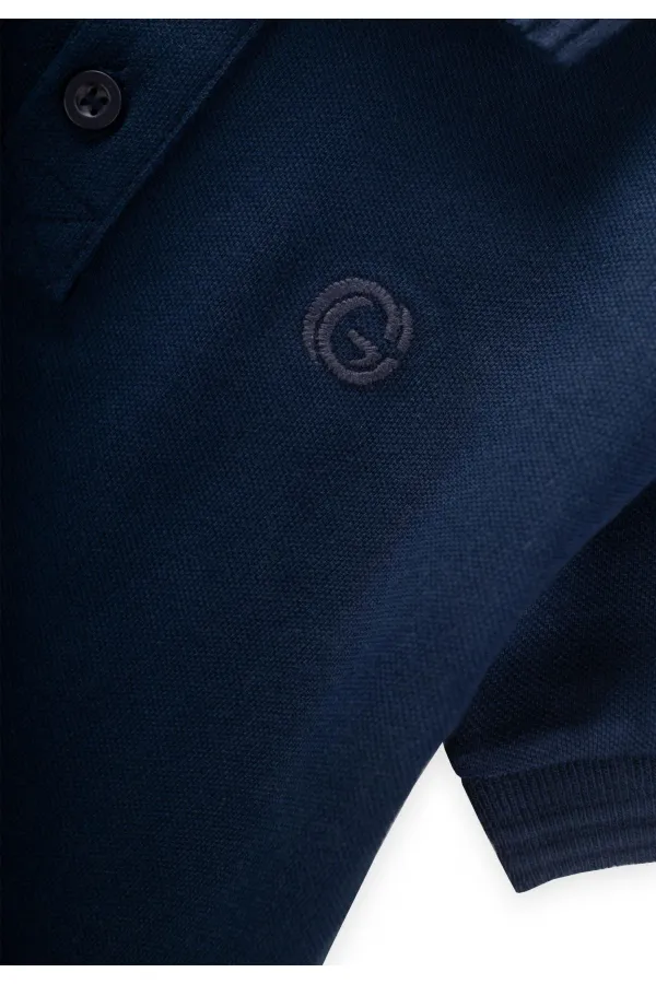 Kabartmalı Polo Yaka T-Shırt 2-10 Yaş Lacivert