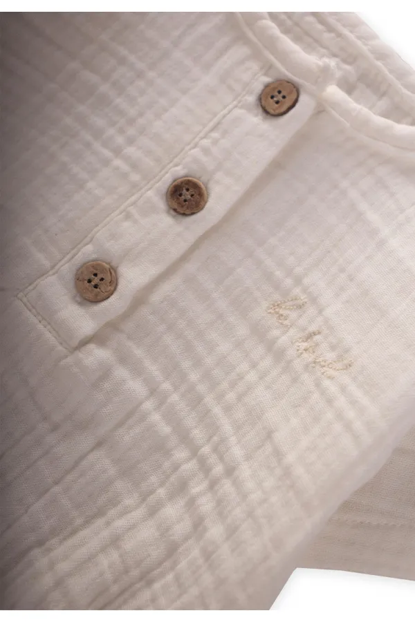 Organic Muslin Bodysuit 0-3 Years Old Ecru