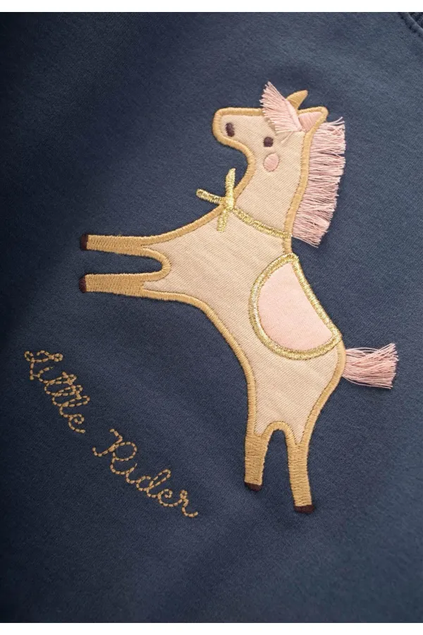 At Aplikeli Sweatshirt 1-6 Yaş Lacivert