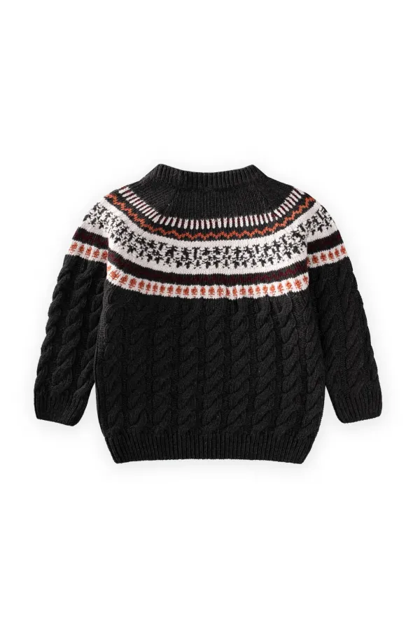 Desenli Triko Kazak 2-8 Yaş Antrasit