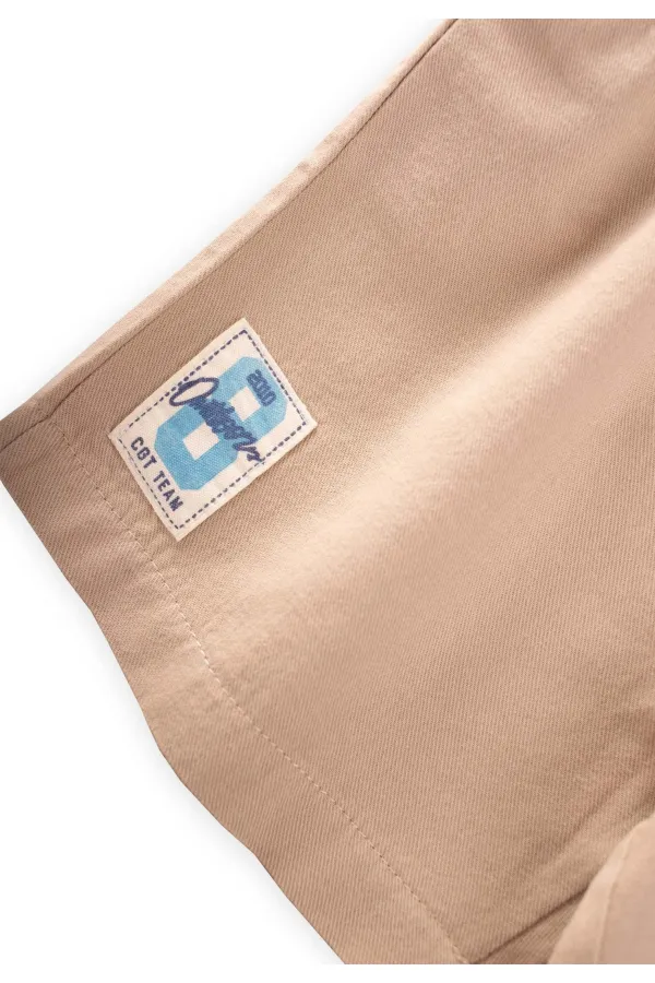 Etiket Detaylı Flanel Kapri 1-7 Yaş Bej