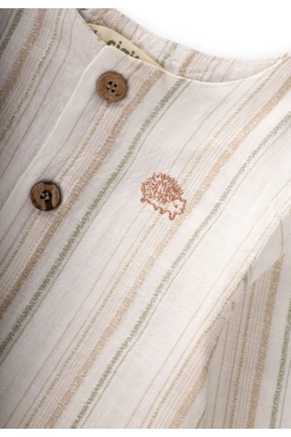 Kadife Pantolonlu Gömlek Takım 0-4 Yaş Ekru