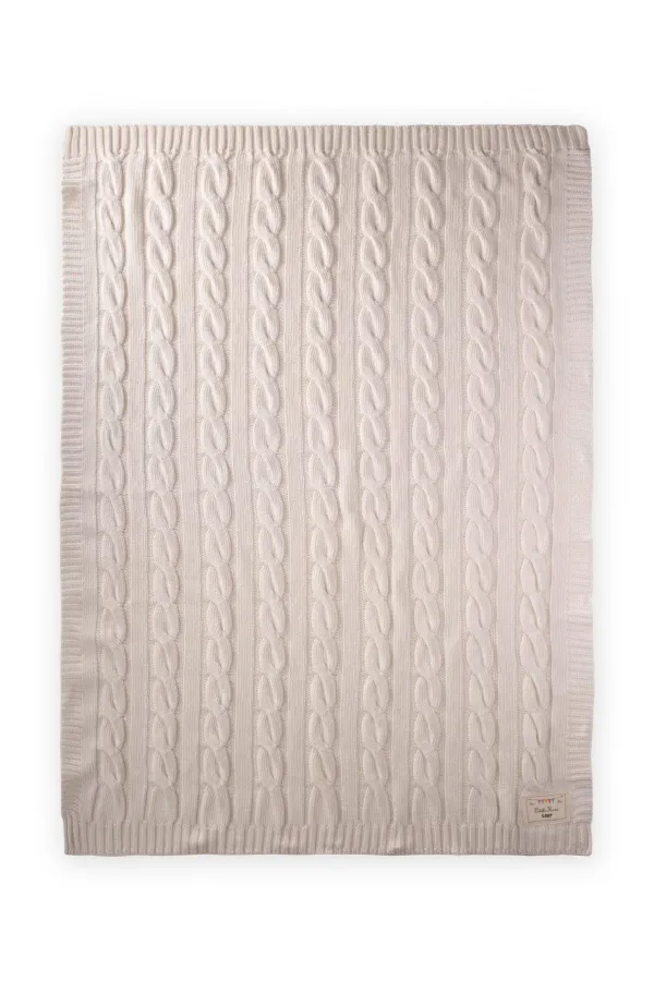 Couverture tressée au crochet 80 x 100 cm (+/- 5 cm) Écru