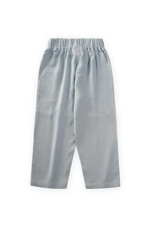 Contrast Stitched Linen Trousers 2-7 Years Blue