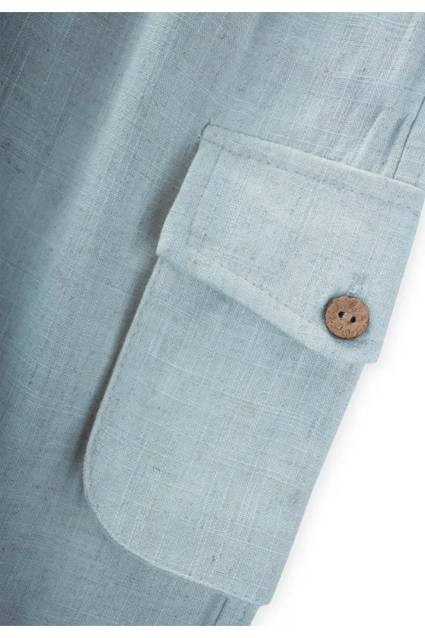 Çift Körük Cepli Keten Pantolon 2-7 Yaş Mavi