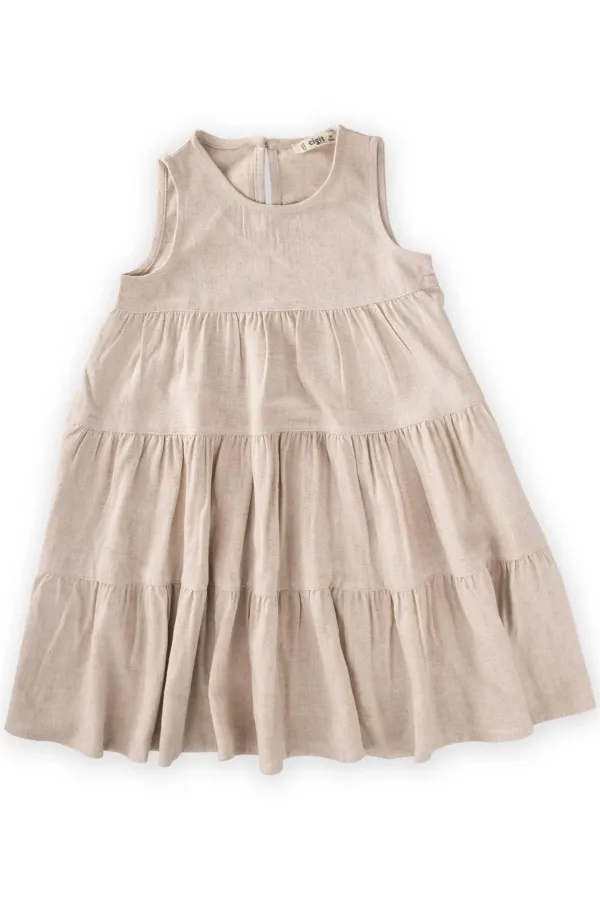 Robe plissée en lin naturel, 2-7 ans