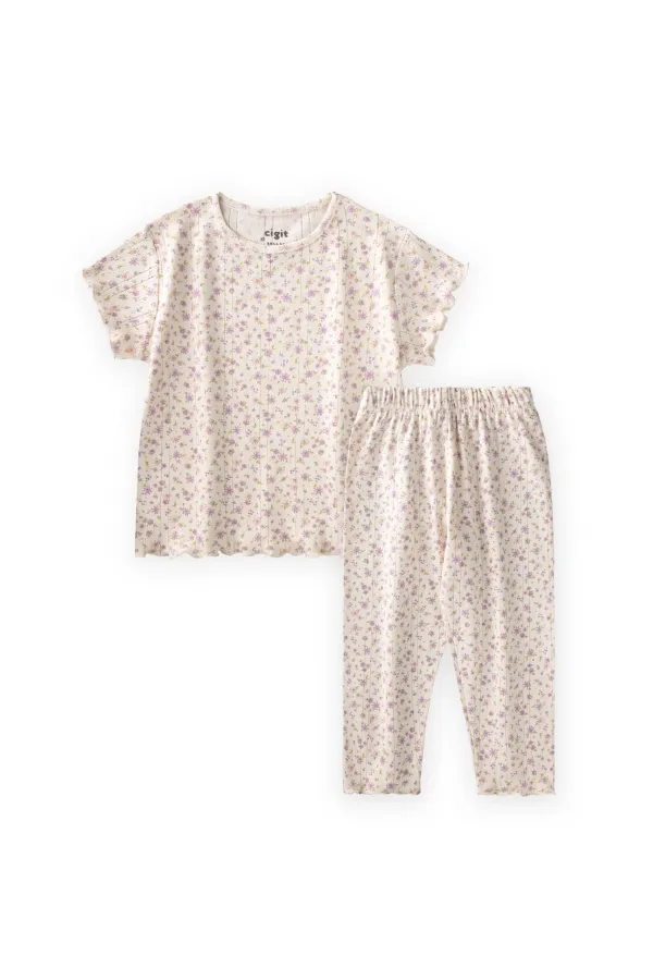Ensemble pyjama à motifs pour enfants de 1 à 8 ans, motif floral frais