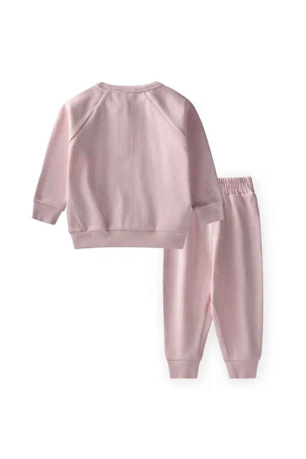 Raglan Sleeve Plaid Basic Set 1-5 Years Old Powder Pink