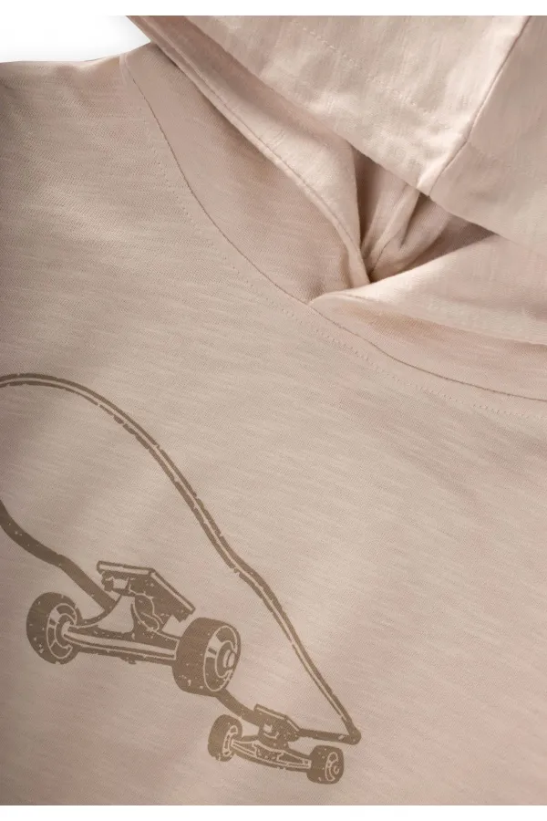 Kapşonlu Uzun Kollu T-Shırt 2-10 Yaş Ekru