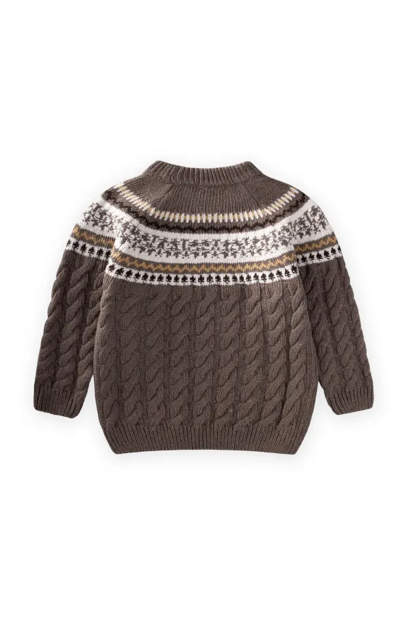 Desenli Triko Kazak 2-8 Yaş Vizon